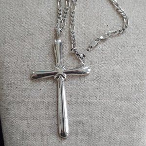 Sterling Large Cross Heavy with Italy Chain necklace